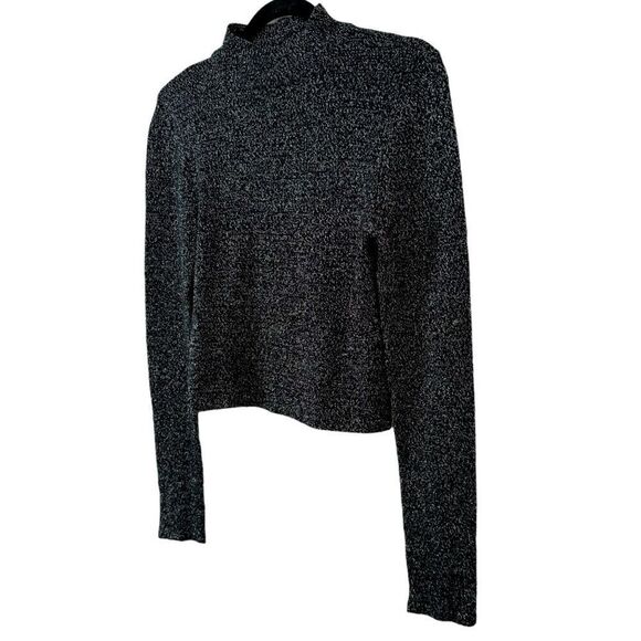 Forever 21 Women's Black Lurex Long Sleeve Halter Blouse Size M - Picture 2 of 7